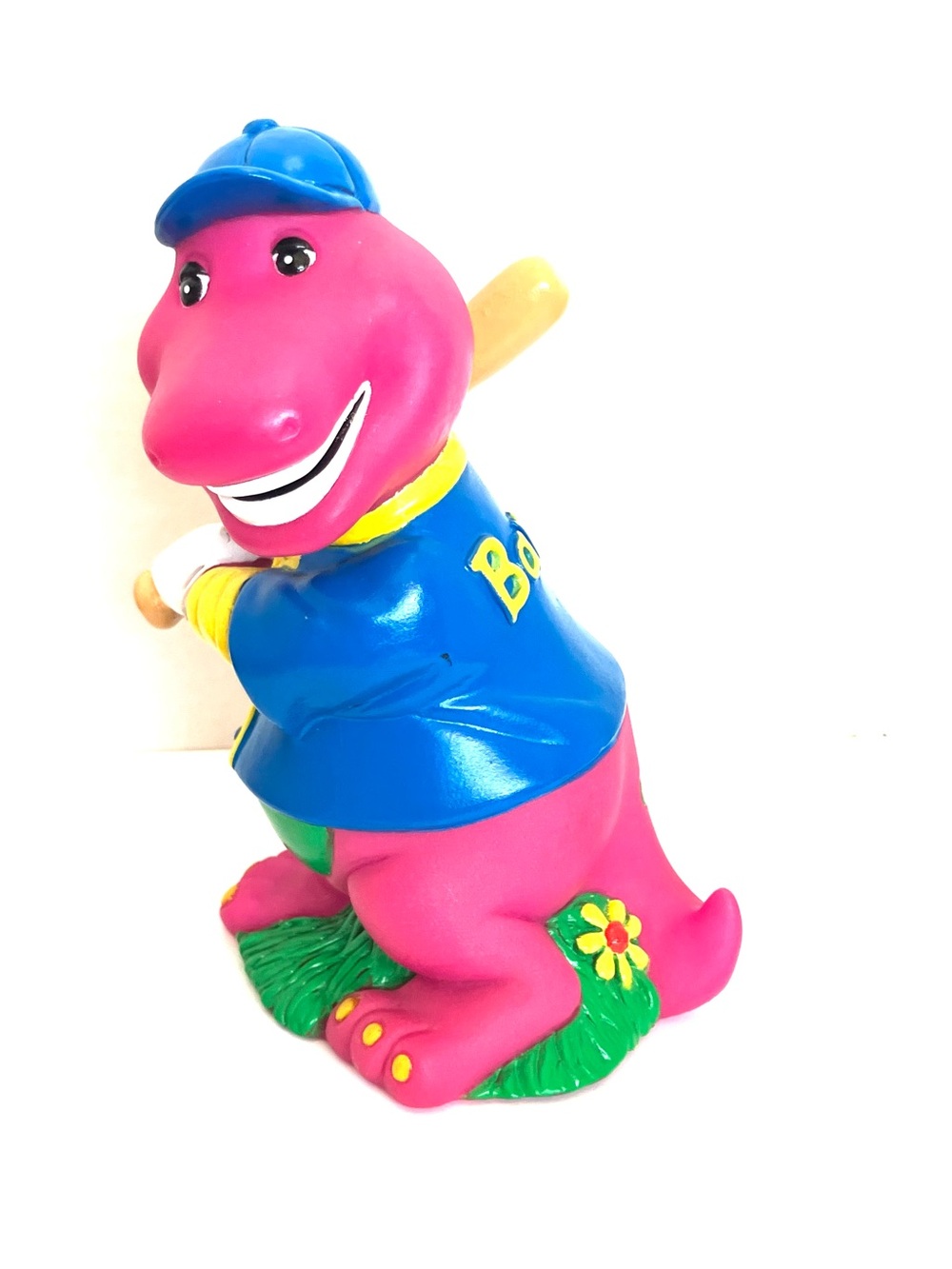 Barney 1992 Vinyl Piggy Bank Lyons Group 6in Minor Wear Has Stopper
